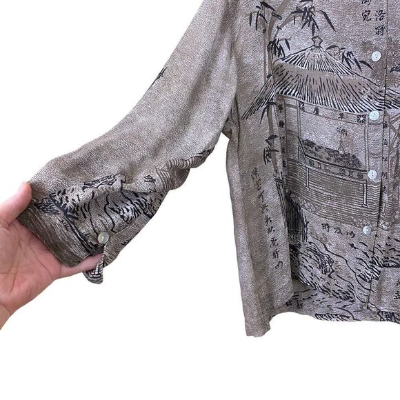 Vintage Chico's Japanese Print Rayon Button Up Blouse RARE - Picture 8 of 10